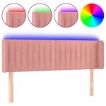 vidaXL Tăblie de pat cu LED, roz, 147x16x78/88 cm, catifea