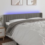 vidaXL Tăblie de pat cu LED, gri deschis, 163x16x78/88 cm, catifea vidaXL Tăblie de pat cu LED, gri deschis, 163x16x78/88 cm, catifea