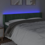 vidaXL Tăblie de pat cu LED, verde închis, 163x16x78/88 cm, catifea