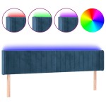 vidaXL Tăblie de pat cu LED, albastru închis, 163x16x78/88 cm, catifea
