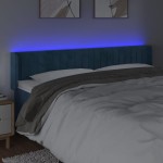 vidaXL Tăblie de pat cu LED, albastru închis, 163x16x78/88 cm, catifea