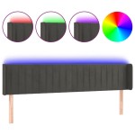 vidaXL Tăblie de pat cu LED gri închis 183x16x78/88 cm catifea vidaXL Tăblie de pat cu LED gri închis 183x16x78/88 cm catifea