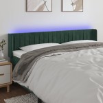 vidaXL Tăblie de pat cu LED, verde închis, 203x16x78/88 cm, catifea vidaXL Tăblie de pat cu LED, verde închis, 203x16x78/88 cm, catifea