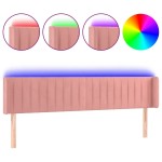 vidaXL Tăblie de pat cu LED, roz, 203x16x78/88 cm, catifea