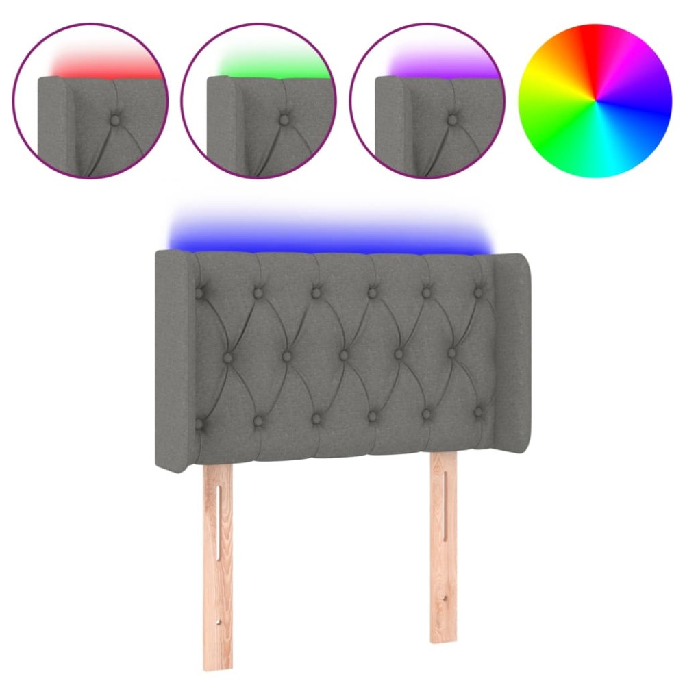vidaXL Tăblie de pat cu LED, gri închis, 83x16x78/88 cm, textil