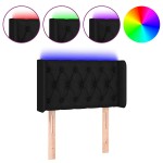 vidaXL Tăblie de pat cu LED, negru, 83x16x78/88 cm, textil