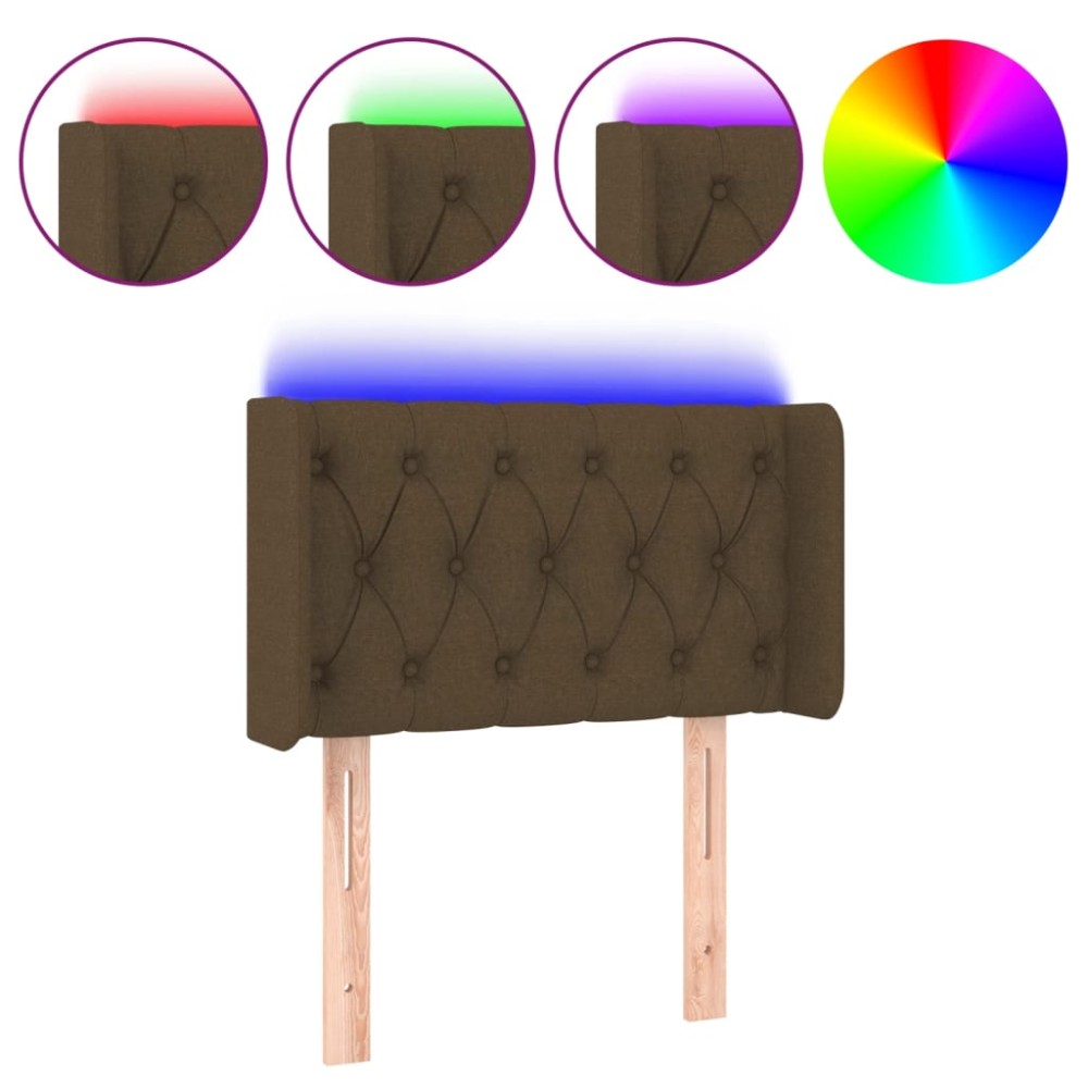 vidaXL Tăblie de pat cu LED, maro închis, 83x16x78/88 cm, textil