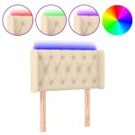 vidaXL Tăblie de pat cu LED, crem, 83x16x78/88 cm, textil vidaXL Tăblie de pat cu LED, crem, 83x16x78/88 cm, textil