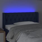 vidaXL Tăblie de pat cu LED, albastru, 93x16x78/88 cm, textil
