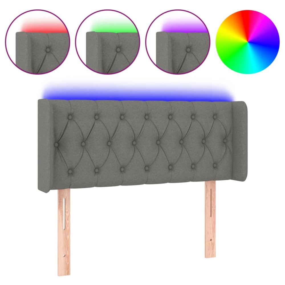 vidaXL Tăblie de pat cu LED, gri închis, 103x16x78/88 cm, textil