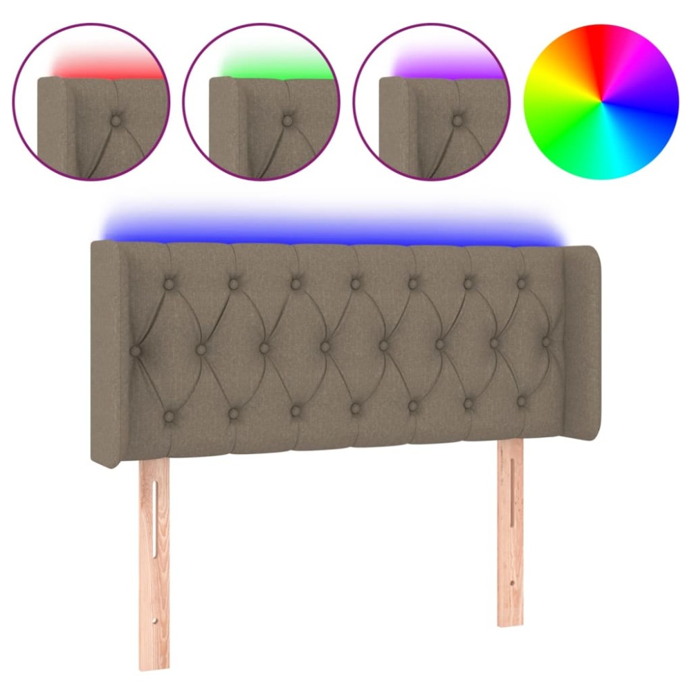 vidaXL Tăblie de pat cu LED, gri taupe, 103x16x78/88 cm, textil
