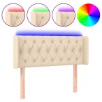 vidaXL Tăblie de pat cu LED, crem, 103x16x78/88 cm, textil vidaXL Tăblie de pat cu LED, crem, 103x16x78/88 cm, textil