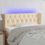 vidaXL Tăblie de pat cu LED, crem, 103x16x78/88 cm, textil vidaXL Tăblie de pat cu LED, crem, 103x16x78/88 cm, textil