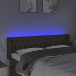 vidaXL Tăblie de pat cu LED, gri taupe, 147x16x78/88 cm, textil