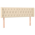 vidaXL Tăblie de pat cu LED, crem, 147x16x78/88 cm, textil