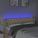 vidaXL Tăblie de pat cu LED, crem, 147x16x78/88 cm, textil