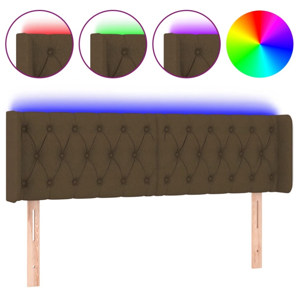 vidaXL Tăblie de pat cu LED, maro închis, 163x16x78/88 cm, textil