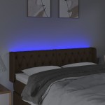 vidaXL Tăblie de pat cu LED, maro închis, 163x16x78/88 cm, textil vidaXL Tăblie de pat cu LED, maro închis, 163x16x78/88 cm, textil