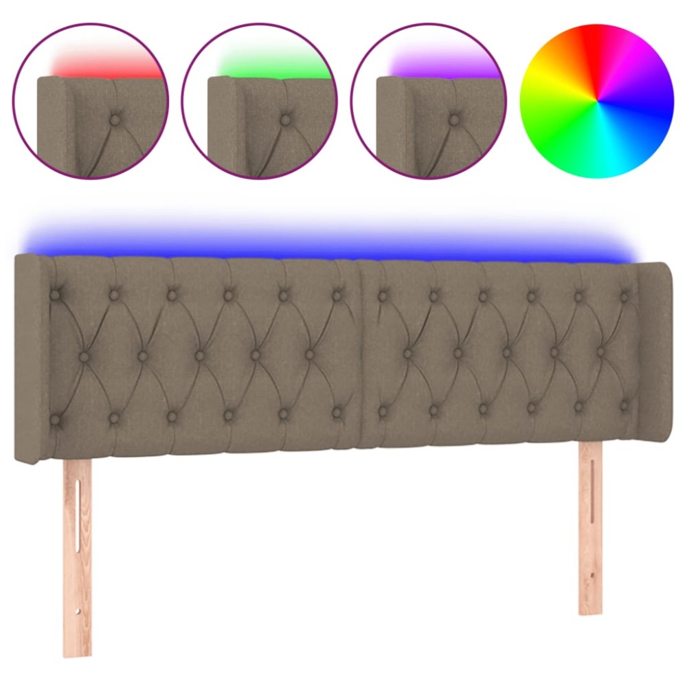 vidaXL Tăblie de pat cu LED, gri taupe, 163x16x78/88 cm, textil