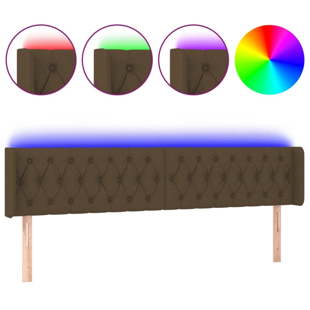vidaXL Tăblie de pat cu LED, maro închis, 183x16x78/88 cm, textil