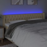 vidaXL Tăblie de pat cu LED, crem, 183x16x78/88 cm, textil vidaXL Tăblie de pat cu LED, crem, 183x16x78/88 cm, textil