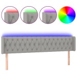 vidaXL Tăblie de pat cu LED, gri deschis, 203x16x78/88 cm, textil vidaXL Tăblie de pat cu LED, gri deschis, 203x16x78/88 cm, textil