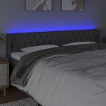 vidaXL Tăblie de pat cu LED, gri închis, 203x16x78/88 cm, textil vidaXL Tăblie de pat cu LED, gri închis, 203x16x78/88 cm, textil