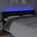 vidaXL Tăblie de pat cu LED, negru, 203x16x78/88 cm, textil vidaXL Tăblie de pat cu LED, negru, 203x16x78/88 cm, textil