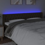 vidaXL Tăblie de pat cu LED, maro închis, 203x16x78/88 cm, textil vidaXL Tăblie de pat cu LED, maro închis, 203x16x78/88 cm, textil