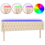vidaXL Tăblie de pat cu LED, crem, 203x16x78/88 cm, textil