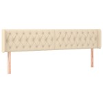 vidaXL Tăblie de pat cu LED, crem, 203x16x78/88 cm, textil