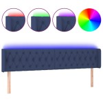 vidaXL Tăblie de pat cu LED, albastru, 203x16x78/88 cm, textil