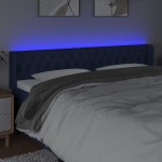 vidaXL Tăblie de pat cu LED, albastru, 203x16x78/88 cm, textil