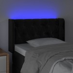vidaXL Tăblie de pat cu LED, negru, 83x16x78/88 cm, catifea