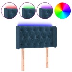vidaXL Tăblie de pat cu LED, albastru închis, 83x16x78/88 cm, catifea