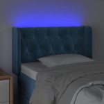 vidaXL Tăblie de pat cu LED, albastru închis, 83x16x78/88 cm, catifea