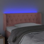 vidaXL Tăblie de pat cu LED, roz, 93x16x78/88 cm, catifea