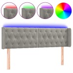 vidaXL Tăblie de pat cu LED, gri deschis, 147x16x78/88 cm, catifea
