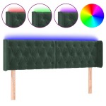 vidaXL Tăblie de pat cu LED, verde închis, 147x16x78/88 cm, catifea