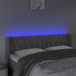 vidaXL Tăblie de pat cu LED, gri deschis, 163x16x78/88 cm, catifea