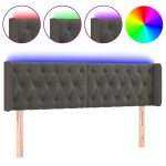 vidaXL Tăblie de pat cu LED, gri închis, 163x16x78/88 cm, catifea vidaXL Tăblie de pat cu LED, gri închis, 163x16x78/88 cm, catifea