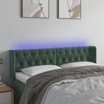 vidaXL Tăblie de pat cu LED, verde închis, 163x16x78/88 cm, catifea