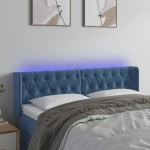 vidaXL Tăblie de pat cu LED, albastru închis, 163x16x78/88 cm, catifea
