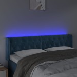 vidaXL Tăblie de pat cu LED, albastru închis, 163x16x78/88 cm, catifea