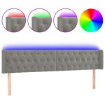 vidaXL Tăblie de pat cu LED, gri deschis, 183x16x78/88 cm, catifea
