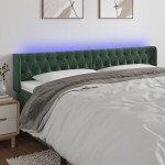 vidaXL Tăblie de pat cu LED, verde închis, 183x16x78/88 cm, catifea vidaXL Tăblie de pat cu LED, verde închis, 183x16x78/88 cm, catifea