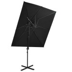 vidaXL Umbrelă în consolă cu înveliș dublu, negru, 250x250 cm vidaXL Umbrelă în consolă cu înveliș dublu, negru, 250x250 cm