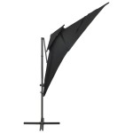 vidaXL Umbrelă în consolă cu înveliș dublu, negru, 250x250 cm vidaXL Umbrelă în consolă cu înveliș dublu, negru, 250x250 cm