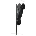 vidaXL Umbrelă în consolă cu înveliș dublu, negru, 250x250 cm vidaXL Umbrelă în consolă cu înveliș dublu, negru, 250x250 cm