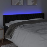 vidaXL Tăblie de pat cu LED, negru, 203x16x78/88 cm, catifea vidaXL Tăblie de pat cu LED, negru, 203x16x78/88 cm, catifea